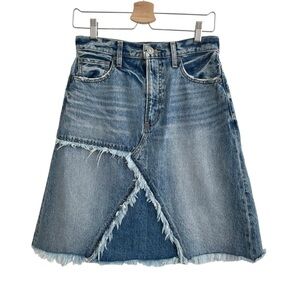 Moussy Denim Skirt Fringe Boho Retro Y2K Festival Cowgirl Sz S 2 Fall Patchwork